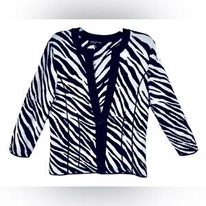 Jones New York Black and White Striped Sweater